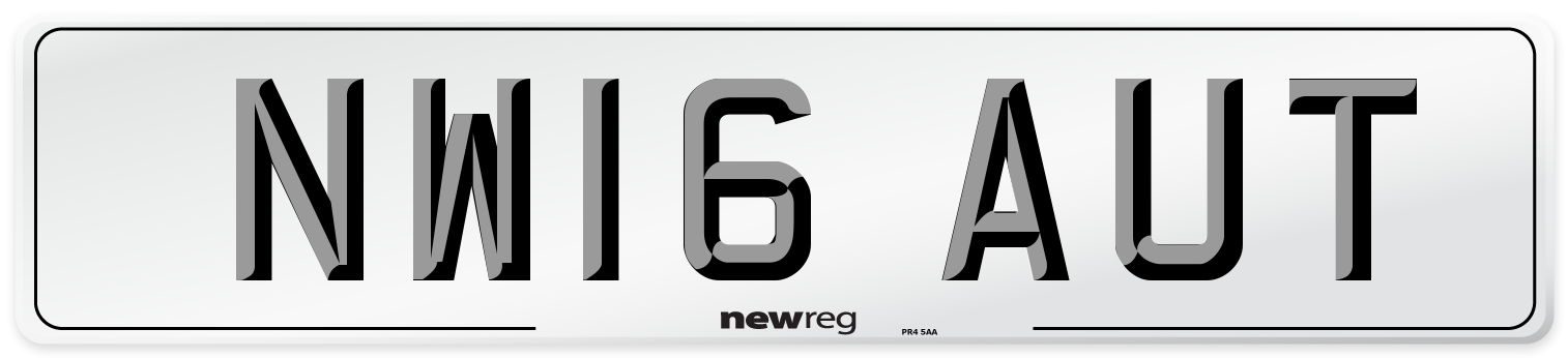 NW16 AUT Number Plate from New Reg